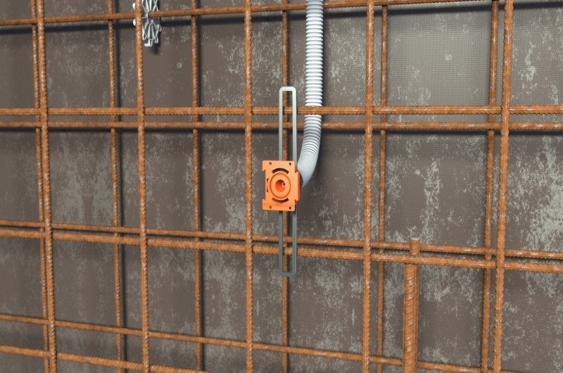 Vorschau: Frontteil aufstecken. Einfache Montage an der Stahlarmierung durch Flügel. Vorschau: Frontteil aufstecken. Einfache Montage an der Stahlarmierung durch Flügel.